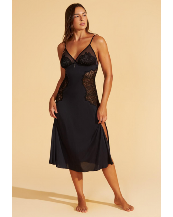 CAMISOLA MIDI DE MICROFIBRA COM RENDA